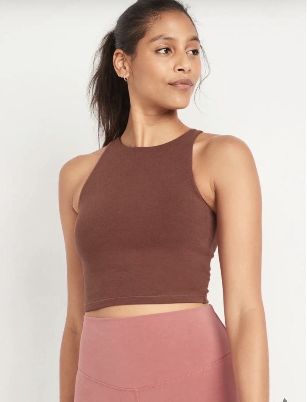 Old Navy Active PowerChill Longline Sports Bra Tank Brown 4X